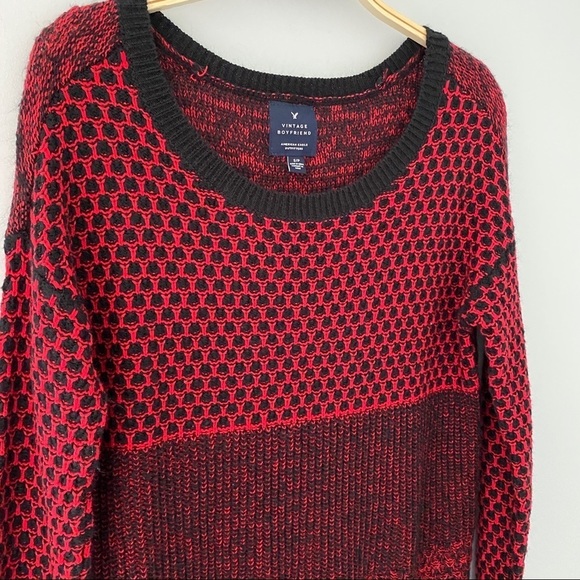 American Eagle Vintage Boyfriend Women's Sweater Red & Black - Size Small - Picture 4 of 9